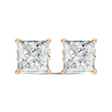 עגילי סטאד יהלומי פרינסס קלאסיים בעיצוב עדין במשקל כולל של 0.50–1.50 קראט