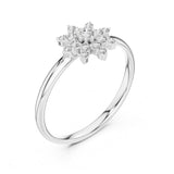 0.12 טבעת בסגנון פרח עם יהלומים עגולים טבעי סה״כ קראט