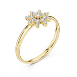 0.12 טבעת בסגנון פרח עם יהלומים עגולים טבעי סה״כ קראט