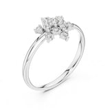 0.11 טבעת בעיצוב פרחוני מרהיב עם יהלומים עגולים טבעי סה״כ קראט