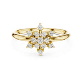 0.11 טבעת בעיצוב פרחוני מרהיב עם יהלומים עגולים טבעי סה״כ קראט