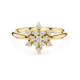 0.11 טבעת בעיצוב פרחוני מרהיב עם יהלומים עגולים טבעי סה״כ קראט