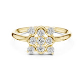 0.20 טבעת פרחונית יוקרתית עם יהלומים עגולים טבעי סה״כ קראט