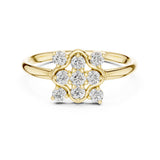 0.20 טבעת פרחונית יוקרתית עם יהלומים עגולים טבעי סה״כ קראט