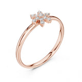 0.07 טבעת פרח עדינה עם יהלומים עגולים טבעי סה״כ קראט