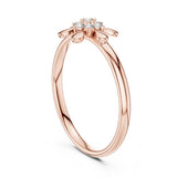 0.06 טבעת פרחונית יוקרתית עם יהלומים עגולים טבעי סה״כ קראט