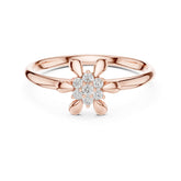 0.06 טבעת פרחונית יוקרתית עם יהלומים עגולים טבעי סה״כ קראט