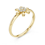 0.06 טבעת פרחונית יוקרתית עם יהלומים עגולים טבעי סה״כ קראט