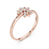 0.09 טבעת פרחונית יוקרתית עם יהלומים עגולים טבעי סה״כ קראט