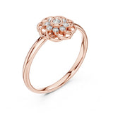 0.06 טבעת ייחודית עם עיצוב תחרה עם יהלומים עגולים טבעי סה״כ קראט