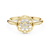 0.06 טבעת ייחודית עם עיצוב תחרה עם יהלומים עגולים טבעי סה״כ קראט