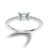 טבעת יהלומים ייחודית מרכזי בחיתוך אמרלד 0.75 קראט