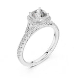 (1.40ct) טבעת זהב 14 קראט עם יהלום קושן משובץ הילה מיהלומי מעבדה