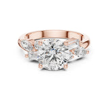 (2.85ct) טבעת מעוצבת עם יהלום עגול וסידור אומנותי