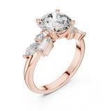 (2.85ct) טבעת מעוצבת עם יהלום עגול וסידור אומנותי