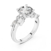 (2.85ct) טבעת מעוצבת עם יהלום עגול וסידור אומנותי