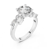 (2.85ct) טבעת מעוצבת עם יהלום עגול וסידור אומנותי