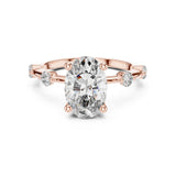 (2.25ct) טבעת זהב עם יהלום אובלי טבעי ושיבוץ צד עגול