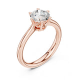 טבעת סוליטר מיהלומי מעבדה עגול בשיבוץ קלאסי מ (1.00-0.60) קראט