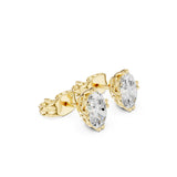 עגילי סטאד אלגנטיים עם יהלומים טבעיים בעיצוב אובל במשקל כולל מ- 1.00-0.50 קראט