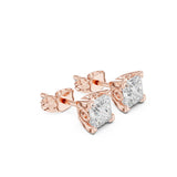 עגילי סטאד אלגנטיים עם יהלומי מעבדה בעיצוב פרינסס במשקל כולל מ- 1.00-0.50 קראט