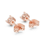 (GER-0355-357) עגילי סטאד בעיצוב קלאסי עם יהלומים טבעיים בחיתוך קושן