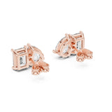 (GER-0371) שילוב אבן אמרלד ויהלום בצורת טיפה, קראט אחד לכל אבן