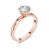 טבעת סוליטר זהב 14 קראט עם שיבוץ כתר פתוח ויהלום עגול