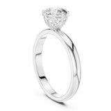 טבעת סוליטר זהב 14 קראט עם שיבוץ כתר פתוח ויהלום עגול