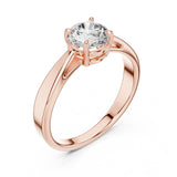 1.00ct טבעת סוליטר זהב 14 קראט עם שיבוץ קלאסי ויהלום עגול