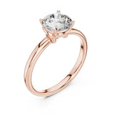 (1.00ct) טבעת סוליטר זהב 14 קראט עם שיבוץ קשר ויהלום עגול