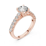 (1.45ct) טבעת סוליטר זהב 14 קראט עם זרועות משובצות ויהלום עגול טבעי