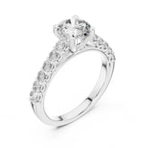 (1.45ct) טבעת סוליטר זהב 14 קראט עם זרועות משובצות ויהלום עגול טבעי