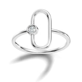 טבעת יהלומים במבנה אובלי עם יהלום עגול 0.05 קראט