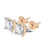 עגילי סטאד יהלומי פרינסס קלאסיים בעיצוב עדין במשקל כולל של 0.50–1.50 קראט